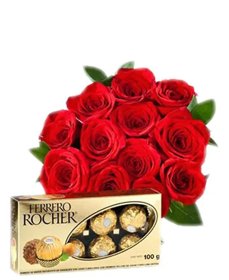 RAMILLETE DE ROSAS ROJAS (Incluye ferreros)